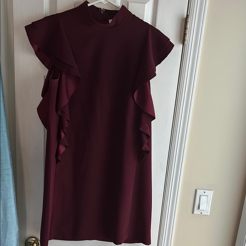 Elegant Burgundy Ruffle Dress